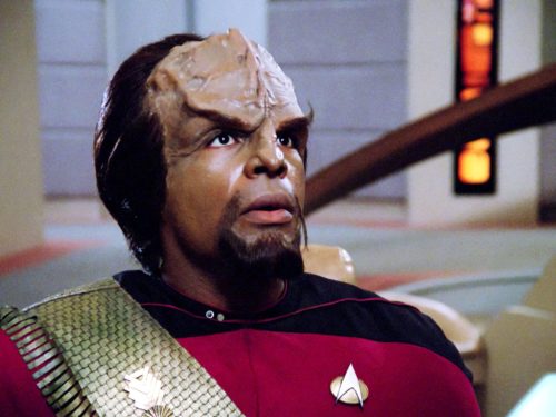 LOS ANGELES - JANUARY 9: Michael Dorn as Lt. Worf in the Star Trek: The Next Generation episode, "The Big Goodbye." Season 1, episode 11.  Original air date January 9, 1988.  Image is a screen grab.  (Photo by CBS via Getty Images)